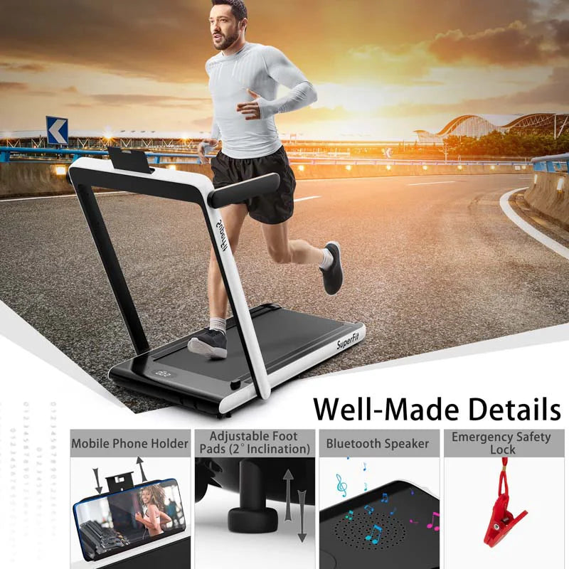 2-in-1 Folding Under Desk Treadmill – 2.25 HP, 0.6–7.5 mph, App, Speaker & Remote