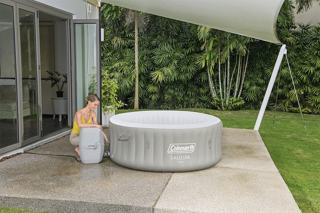 Coleman Inflatable Hot Tub Spa – 140 Bubble Jets, 242 gal, Heated, Pump & Cover, Fits 4