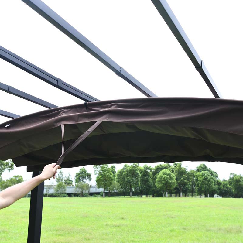 10 x 10 ft Heavy-Duty Steel Pergola with 3 Retractable Canopies – Outdoor Sun Shade for Deck, Garden & Patio