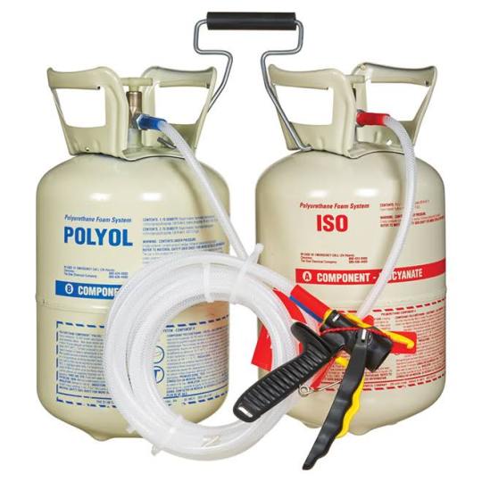 Froth-Pak 200 two-part spray foam sealant kit with applicator gun