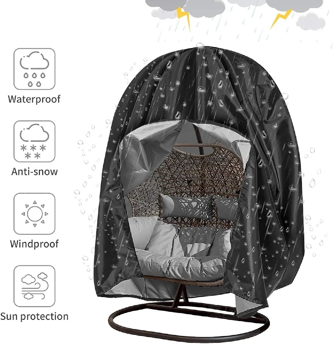 2026 Patio Egg Hanging Basket Swing Chair with Stand, Cushion Included