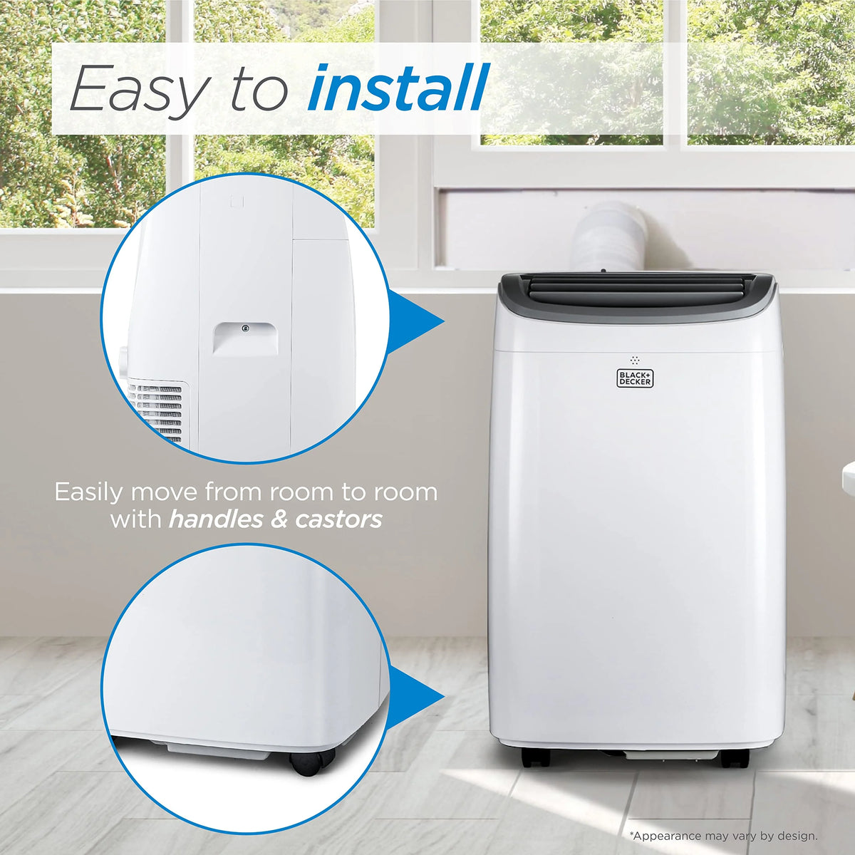 BLACK+DECKER 8,000 BTU Portable Air Conditioner – 3-in-1 Cooler, Dehumidifier & Fan for Rooms up to 350 Sq.Ft