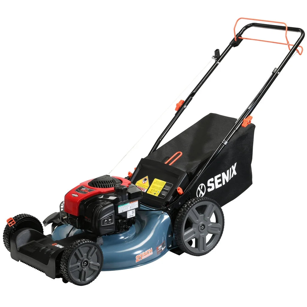SENIX LSSG-M1 Self-Propelled Petrol Lawn Mower – 21 in Cut, 150cc Briggs & Stratton 4-Cycle Engine, 3-in-1, Blue