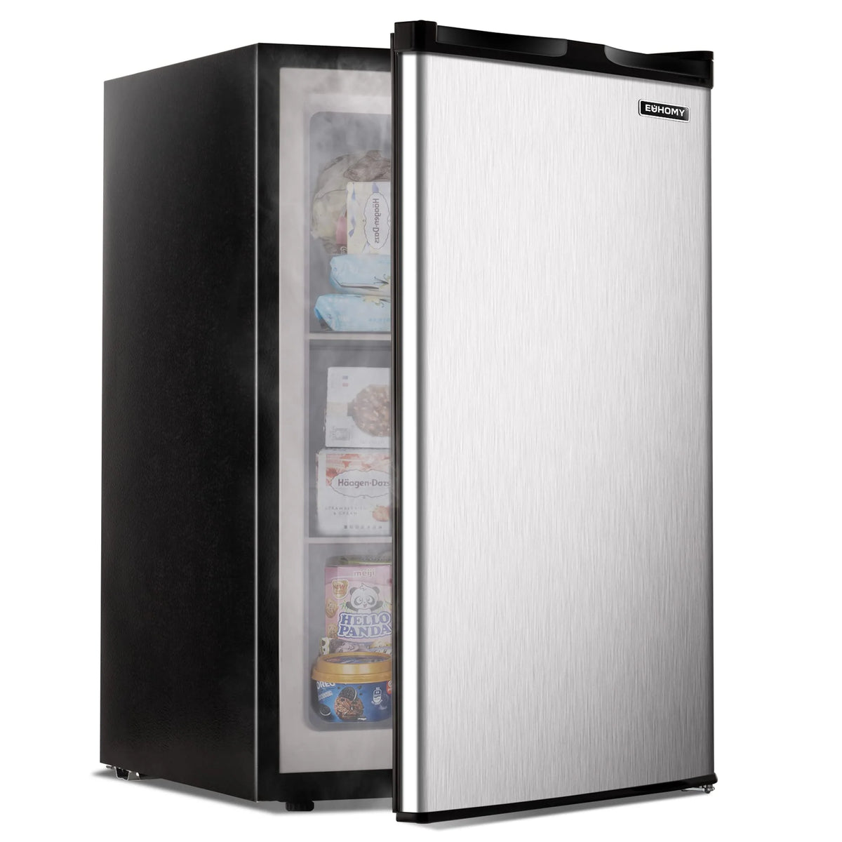 Silver EUHOMY 3.0 cubic foot single-door compact upright freezer