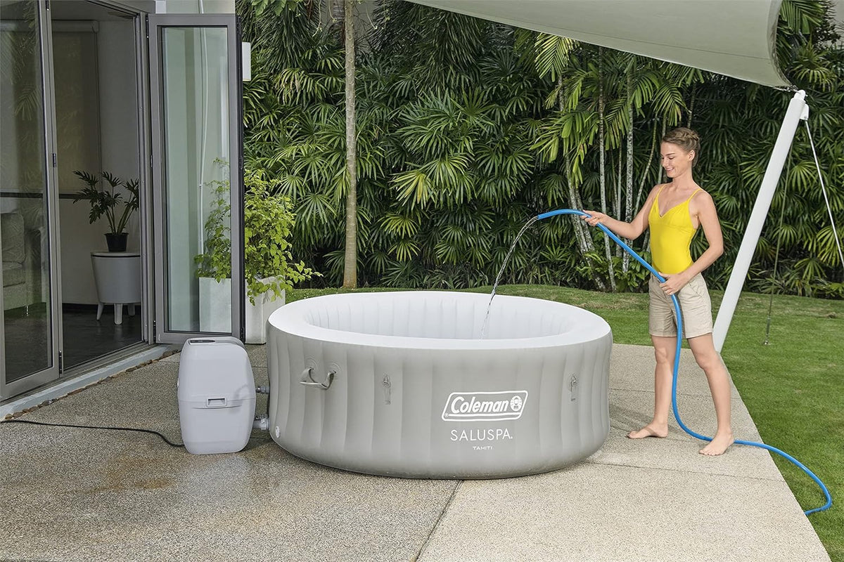 Coleman Inflatable Hot Tub Spa – 140 Bubble Jets, 242 gal, Heated, Pump & Cover, Fits 4