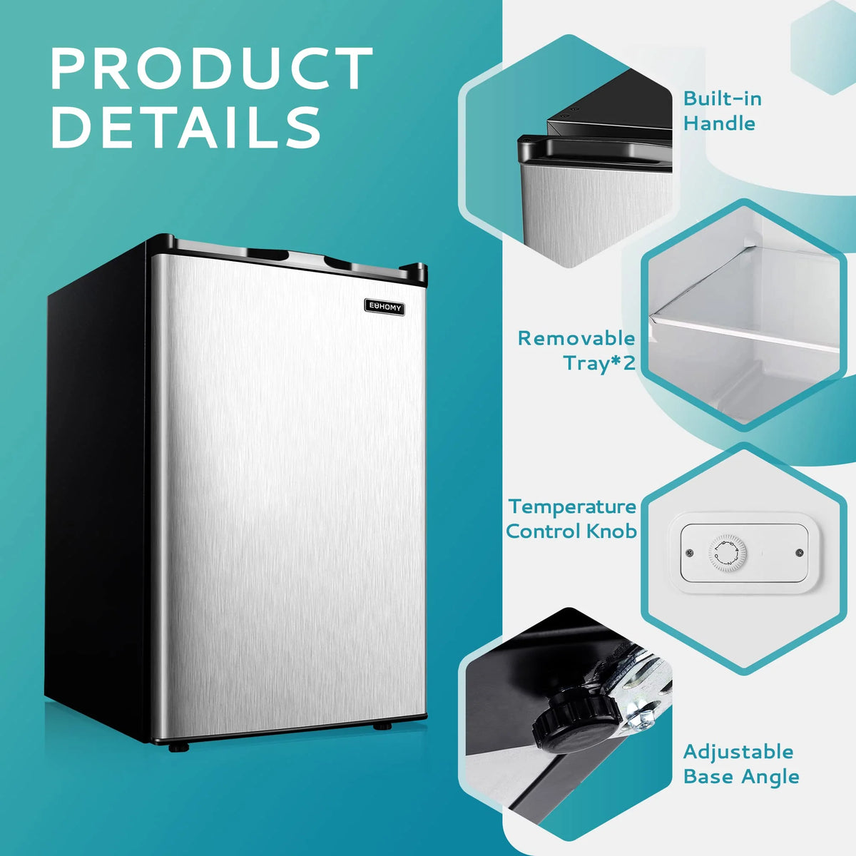 EUHOMY 3.0 cu ft Compact Upright Freezer – Single Door Mini Freezer, 7-Level Thermostat, Silver