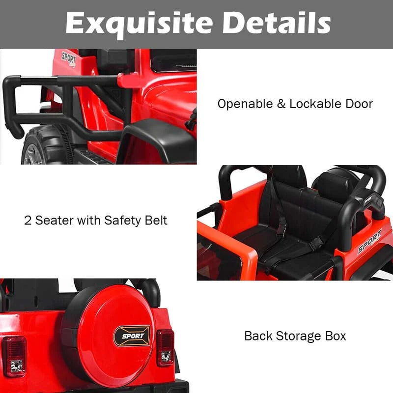 12V 2-Seater Kids Ride-On Truck with Remote Control, Storage, LED Lights and Music, Ages 3+