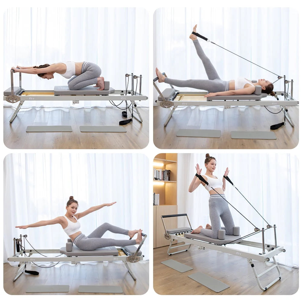 ARKANTOS Foldable Pilates Reformer for Home Use – Pilates Machine with 5 Resistance Cords, 250 lb Capacity