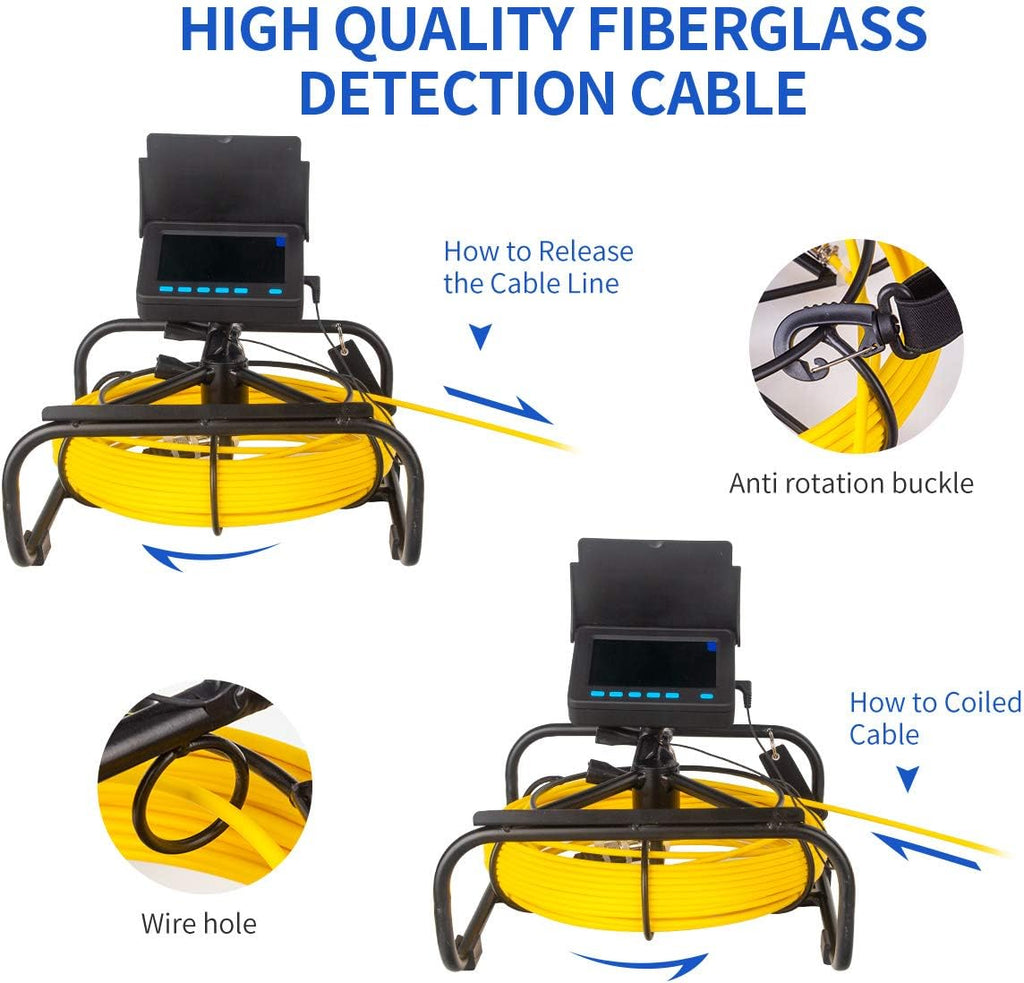 SYANSPAN Sewer Inspection Camera 100 ft, 17 mm IP68 Pipe Camera with 16GB DVR, 4.3 in Screen, 8500mAh Battery