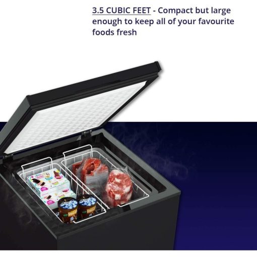Northair 3.5 cu ft Chest Freezer, Black, 2 Removable Baskets, 7-Level Thermostat, Quiet Compact Design
