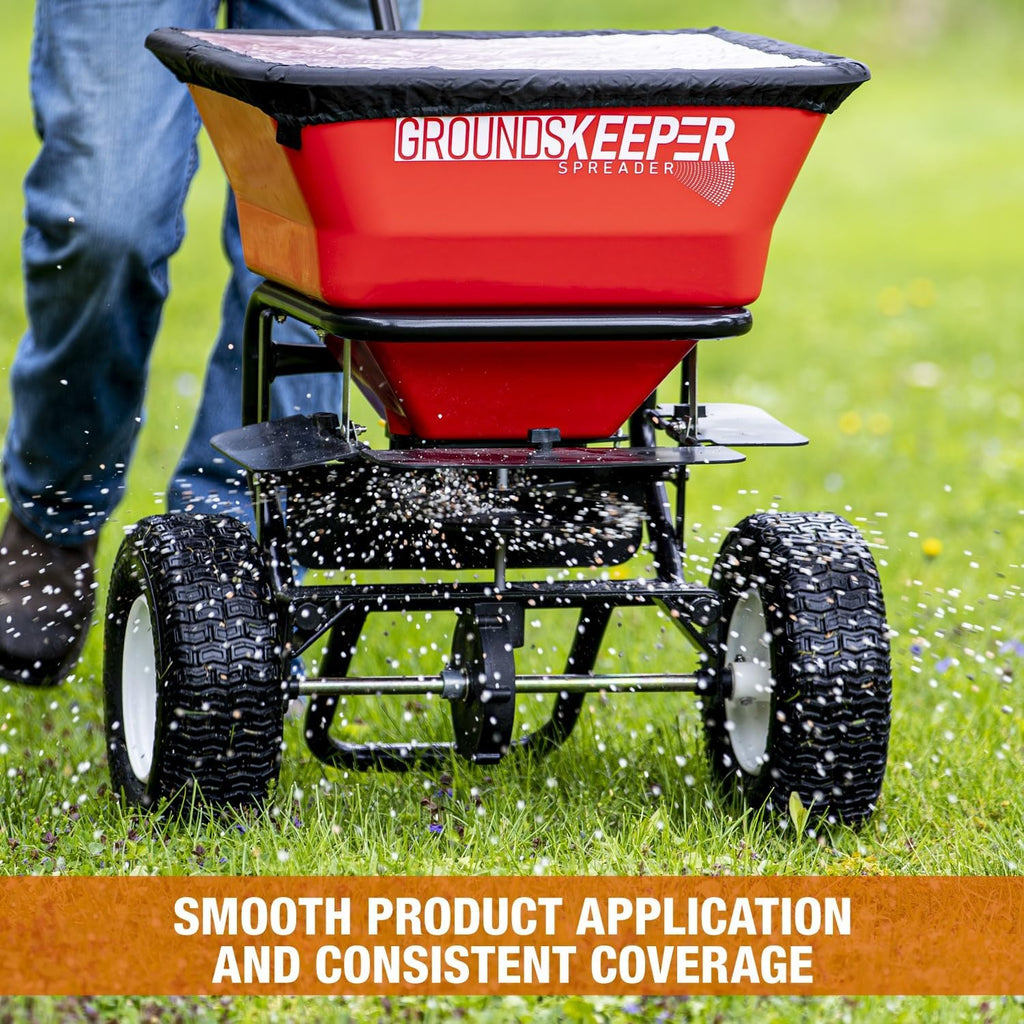 Buyers Products Grounds Keeper 3039632R Walk-Behind Push Spreader, 100 lb Capacity, All-Season Use