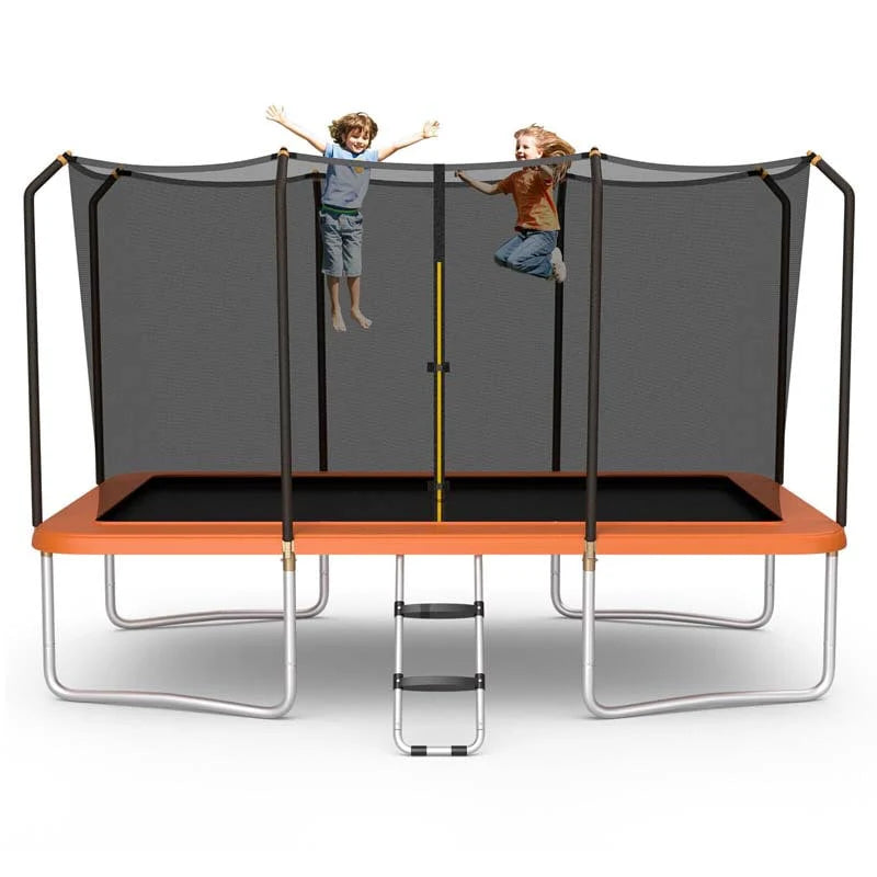 8 x 14 ft Rectangular Trampoline with Safety Enclosure Net & Ladder – ASTM Certified, Blue
