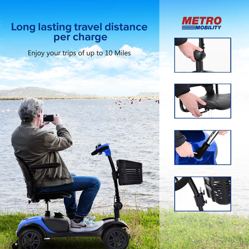 4-Wheel Mobility Scooter - Electric Travel Scooter with Swivel Seat, Anti-Tip Wheels, 265 lb Capacity, 15-25 Mile Range