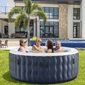 Blue 4-person inflatable hot tub spa with 108 bubble jets, cover and pump
