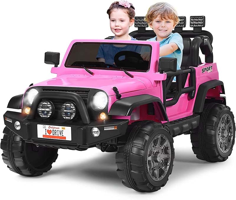 12V 2-Seater Kids Ride-On Truck with Remote Control, Storage, LED Lights and Music, Ages 3+