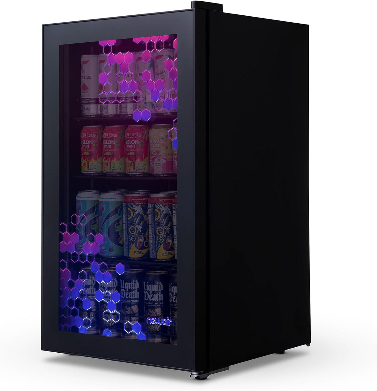 NewAir 126 Can Beverage Refrigerator – Freestanding Mini Fridge, Glass Door, LED, 7 Settings
