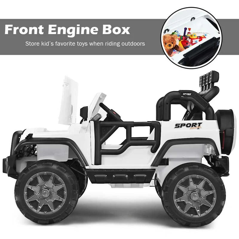12V 2-Seater Kids Ride-On Truck with Remote Control, Storage, LED Lights and Music, Ages 3+