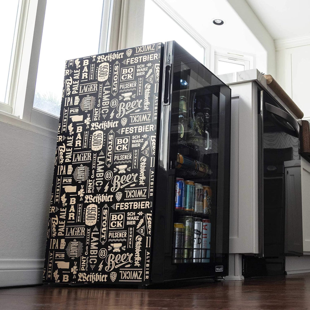 NewAir 126 Can Beverage Refrigerator – Freestanding Mini Fridge, Glass Door, LED, 7 Settings