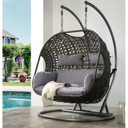 2026 Patio Egg Hanging Basket Swing Chair with Stand, Cushion Included