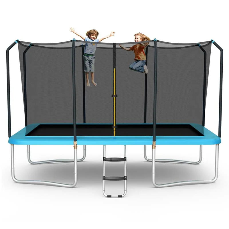 8 x 14 ft Rectangular Trampoline with Safety Enclosure Net & Ladder – ASTM Certified, Blue