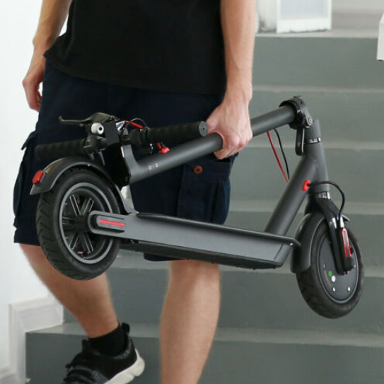 Black lightweight folding electric commuter scooter for adults