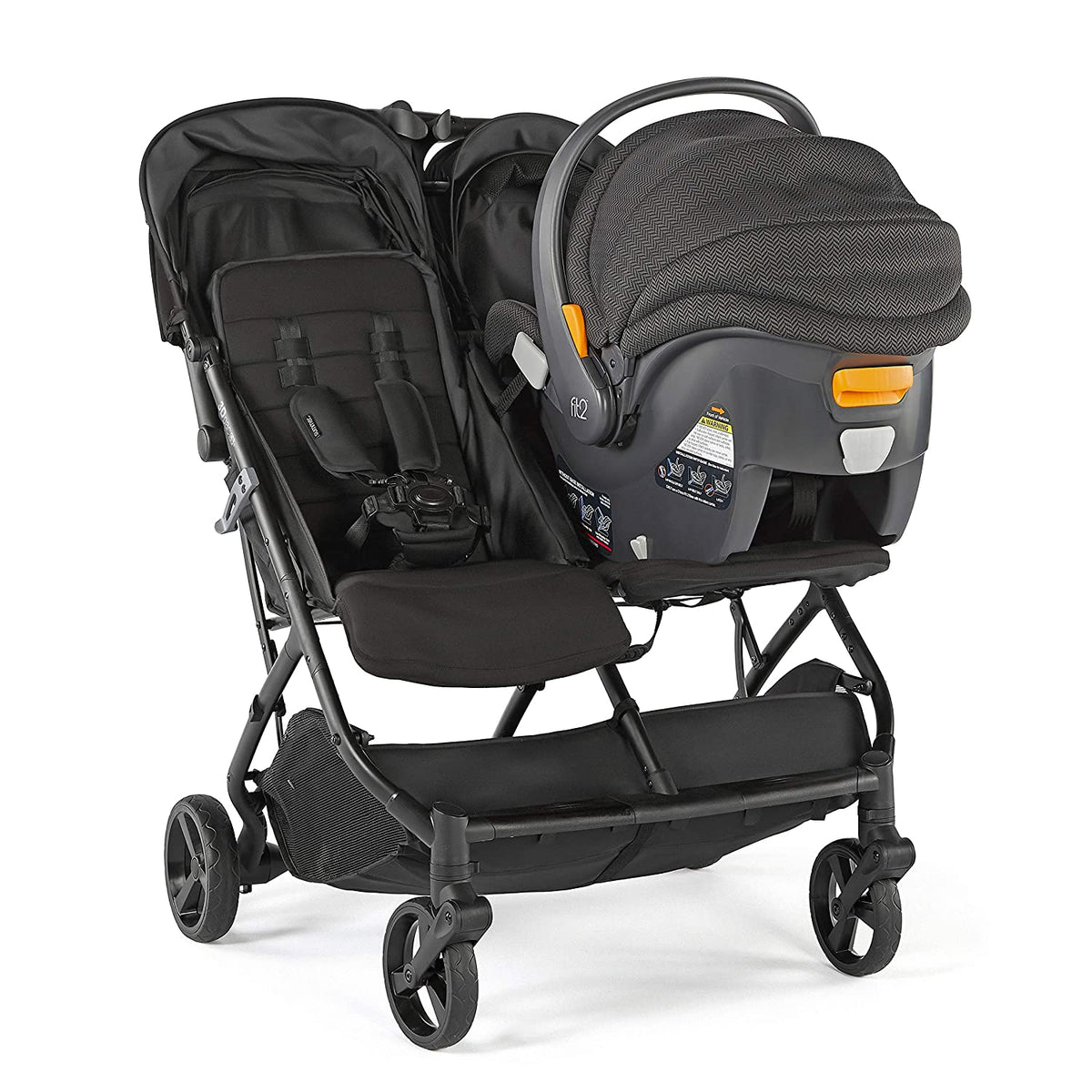 Summer 3Dpac CS+ Double Stroller – Lightweight Car-Seat-Compatible Twin Pushchair, One-Hand Fold, Black