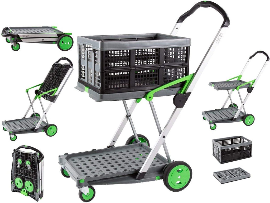 CLAX Folding Collapsible Transport Trolley – Aluminium Frame, Storage Crate, 132 lb Load