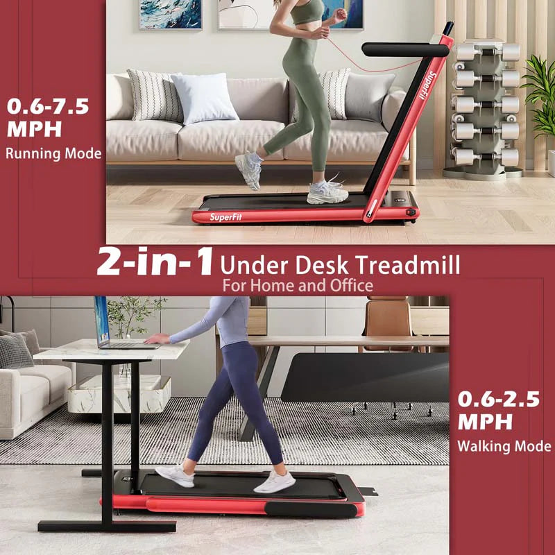 2-in-1 Folding Under Desk Treadmill – 2.25 HP, 0.6–7.5 mph, App, Speaker & Remote