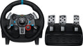 Black Logitech G29 Driving Force racing wheel and floor pedal set