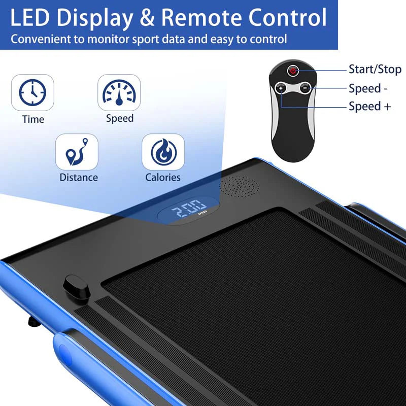 2-in-1 Folding Under Desk Treadmill – 2.25 HP, 0.6–7.5 mph, App, Speaker & Remote