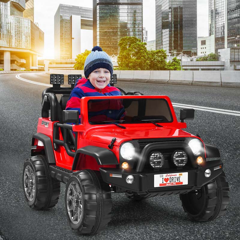 12V 2-Seater Kids Ride-On Truck with Remote Control, Storage, LED Lights and Music, Ages 3+