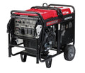 Red Honda EB10000 10000W industrial generator with CO-MINDER sensor and wheels