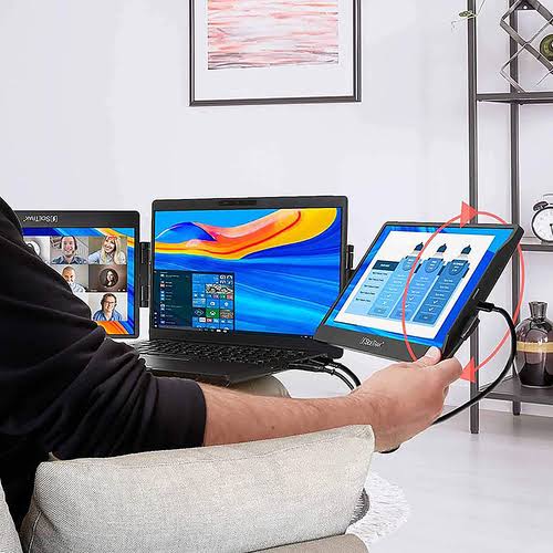 SideTrak Swivel Triple Portable 12.5" Monitor 2-Pack – Black, Laptop Screen Extender