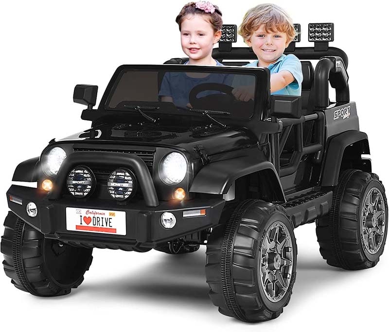 12V 2-Seater Kids Ride-On Truck with Remote Control, Storage, LED Lights and Music, Ages 3+