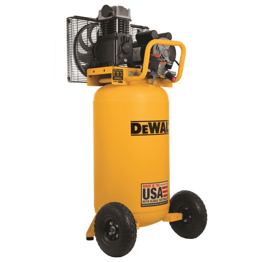 DEWALT DXCM251 25 Gallon 200 PSI Vertical Electric Air Compressor – Portable Wheeled, 2.0 HP