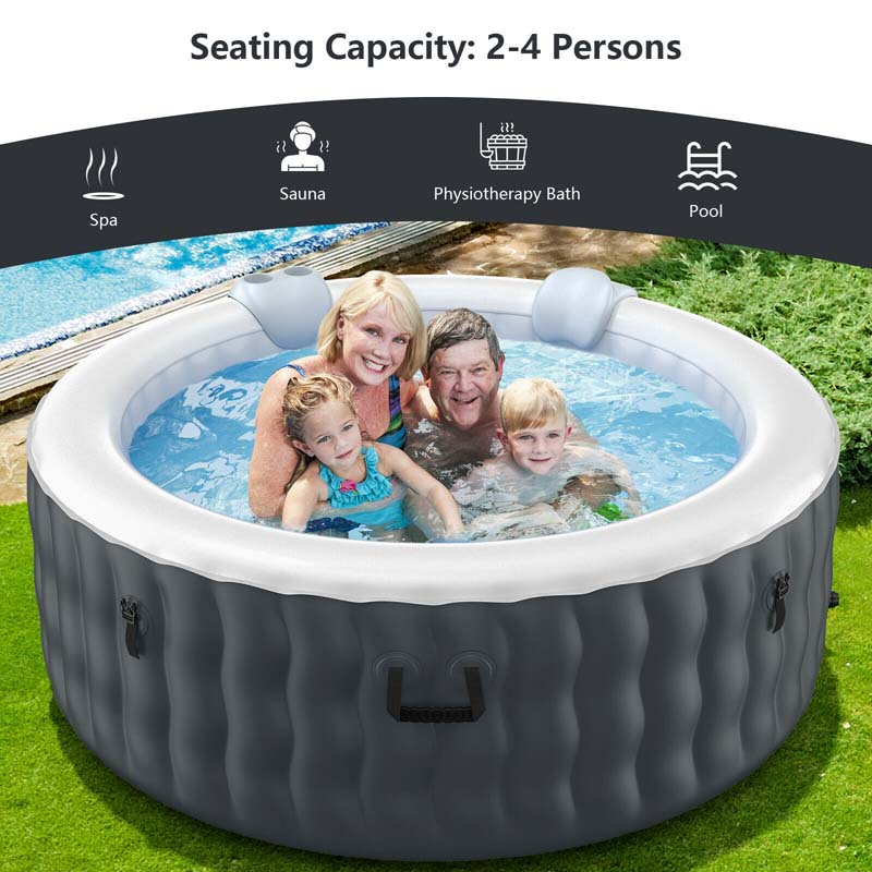 4-Person Inflatable Hot Tub Spa - 108 Bubble Jets, 2240W Heated Blow-Up Pool with Cover, Pump & Filter