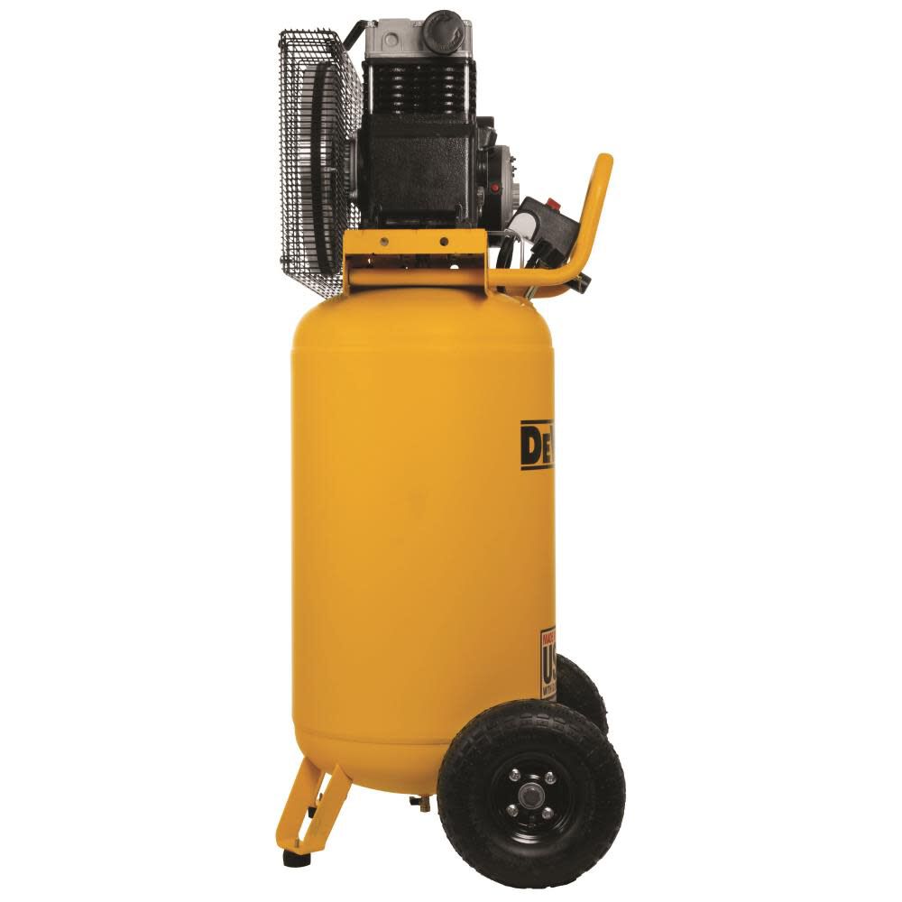 DEWALT DXCM251 25 Gallon 200 PSI Vertical Electric Air Compressor – Portable Wheeled, 2.0 HP