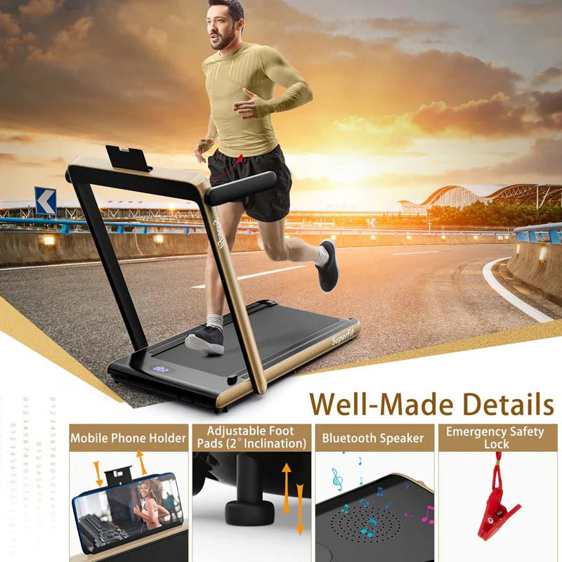 2-in-1 Folding Under Desk Treadmill – 2.25 HP, 0.6–7.5 mph, App, Speaker & Remote