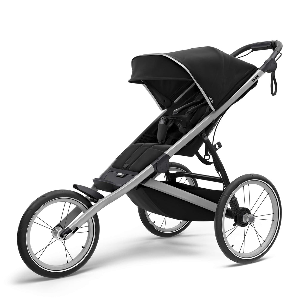 Black and blue Thule Glide performance jogging stroller