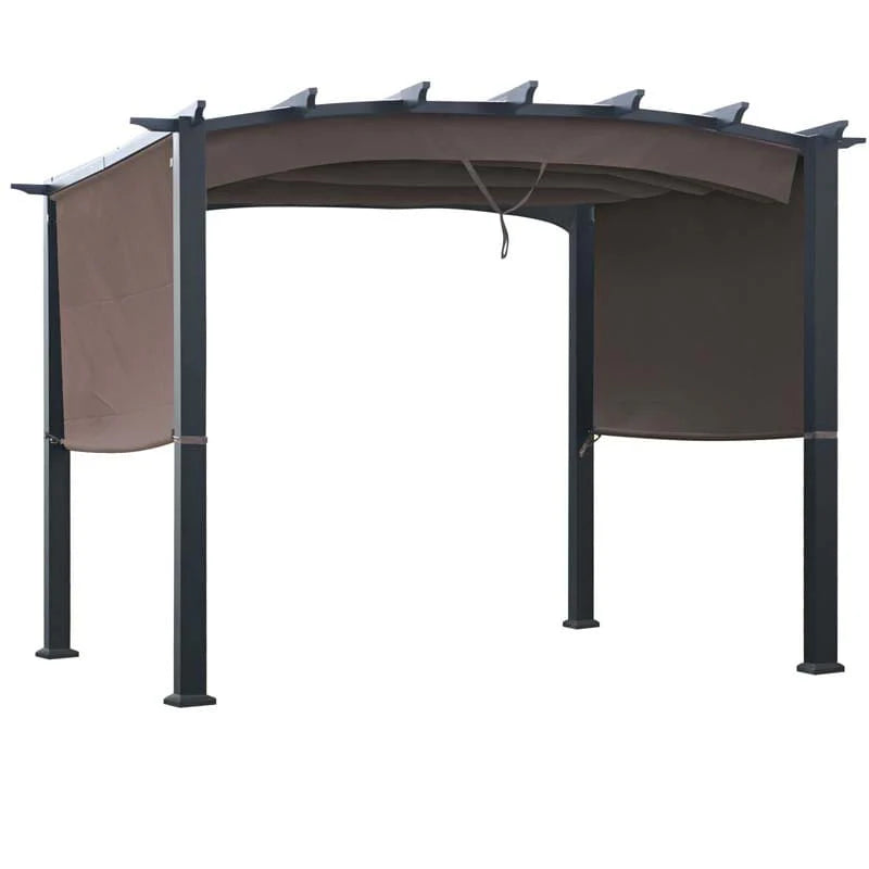 10 x 10 ft Heavy-Duty Steel Pergola with 3 Retractable Canopies – Outdoor Sun Shade for Deck, Garden & Patio