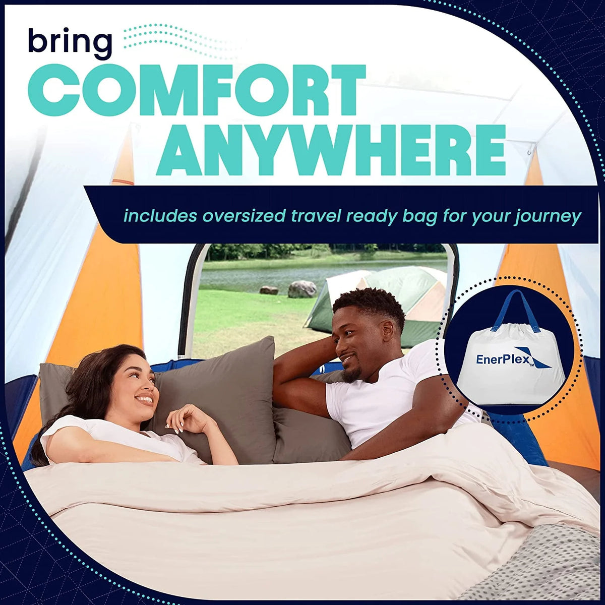 EnerPlex Double-High Air Mattress with Built-in Pump – Inflatable Bed for Camping, Home & Travel (Twin/Queen/King)