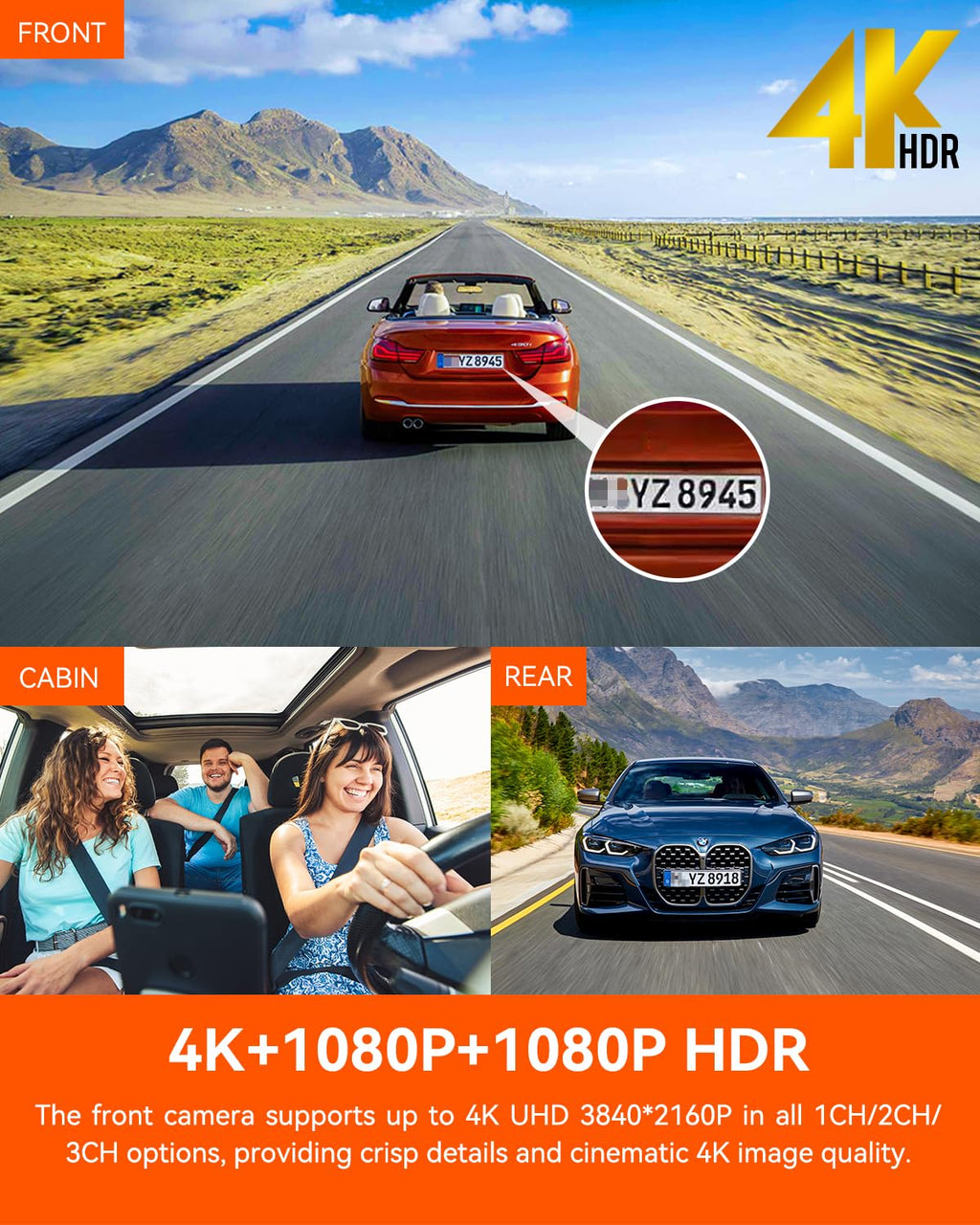 Vantrue N4 Pro 3-Channel 4K WiFi Dash Cam - STARVIS 2 Front/Cabin/Rear Camera, GPS, Night Vision, Voice Control