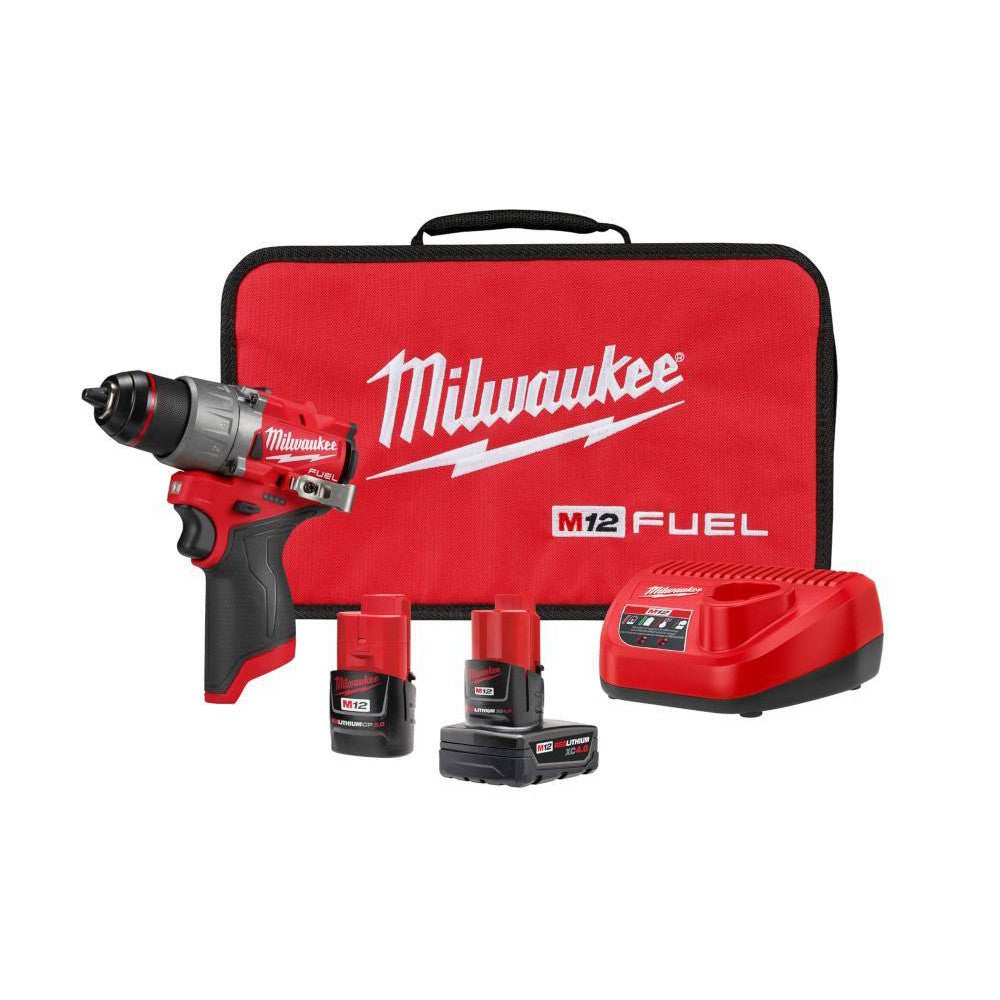 Milwaukee 3403-22 M12 FUEL 12V Brushless 1/2 in. Cordless Drill Driver Kit, 4.0Ah + 2.0Ah Batteries