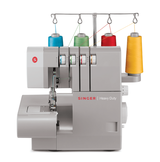 Singer heavy-duty overlocker sewing machine in white and grey