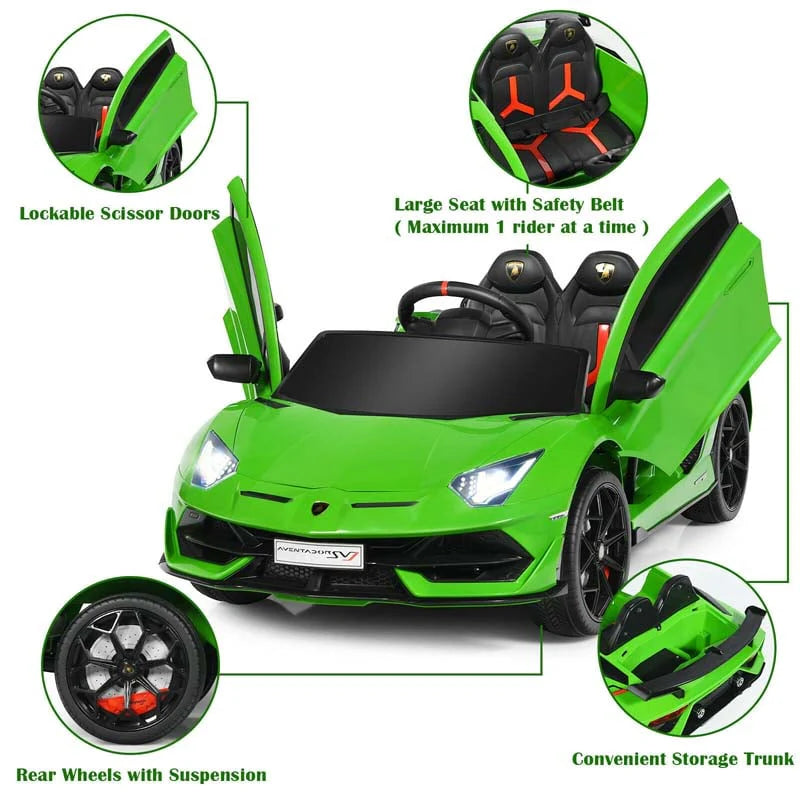 Licensed Lamborghini SVJ 12V Kids Ride-On Car – Electric Sports Car with Remote, Trunk, Music & LED Lights