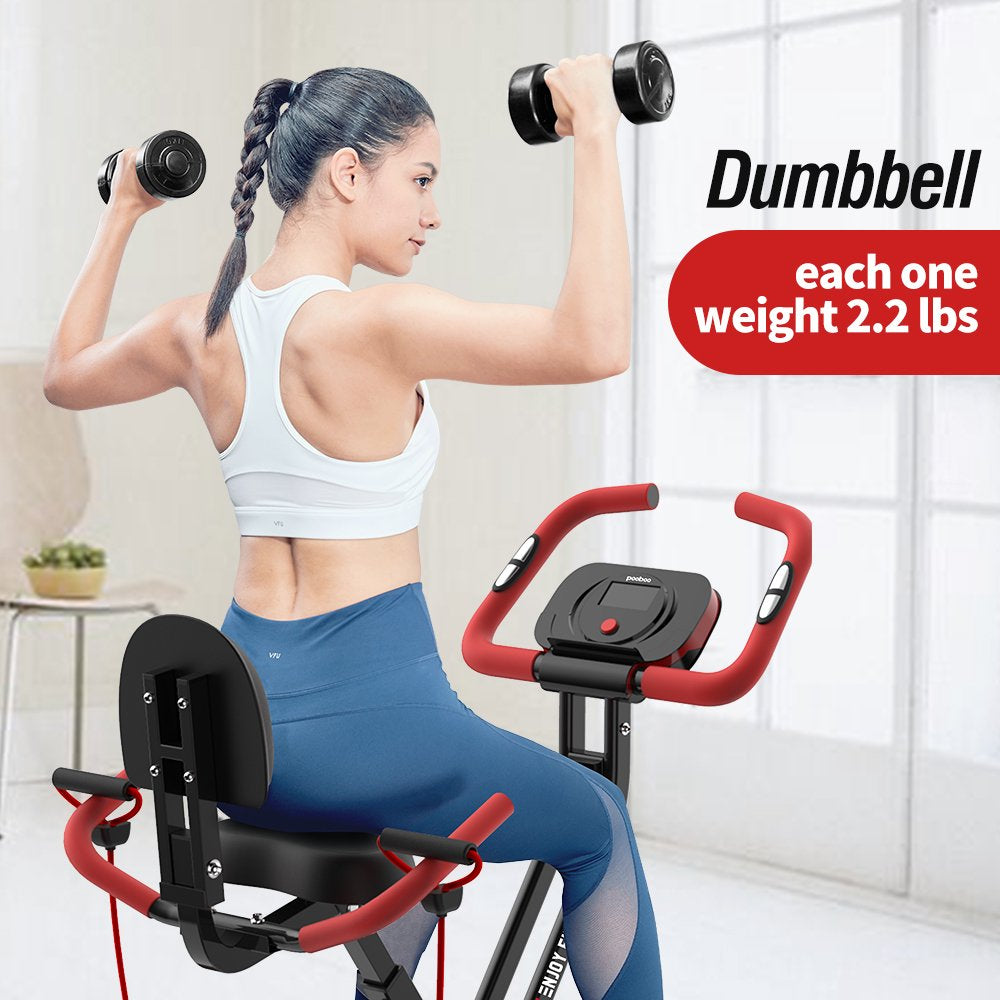 Pooboo 3-in-1 Foldable Magnetic Exercise Bike – Upright & Recumbent X-Bike, 8-Level Resistance, Pulse Sensor
