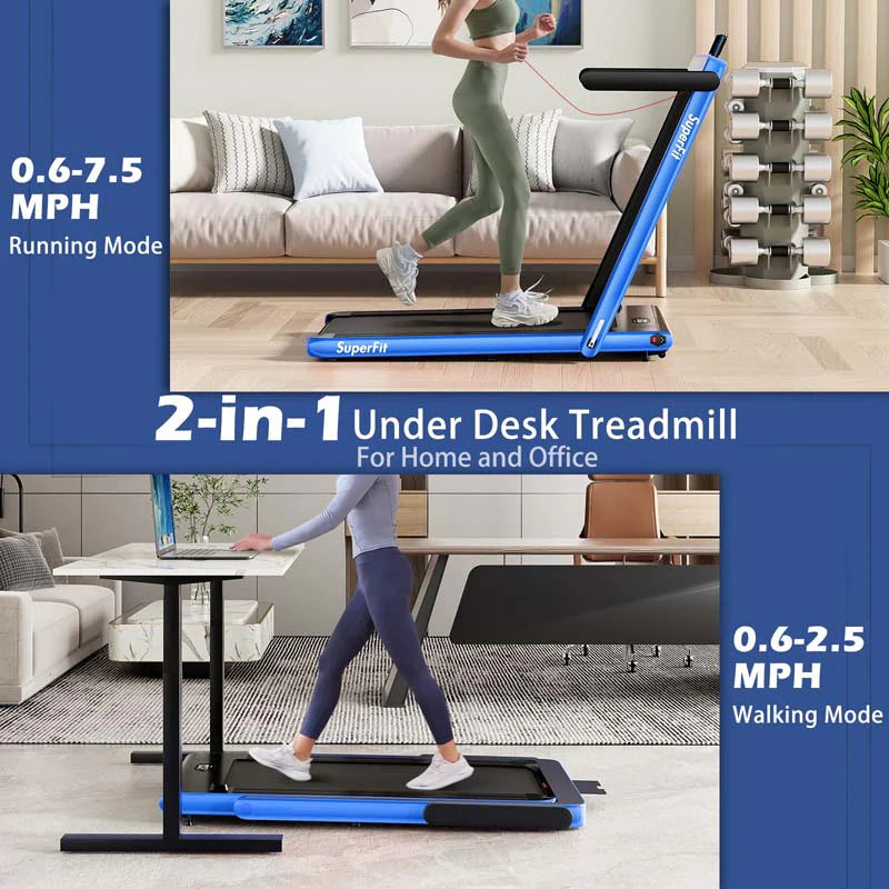 2-in-1 Folding Under Desk Treadmill – 2.25 HP, 0.6–7.5 mph, App, Speaker & Remote