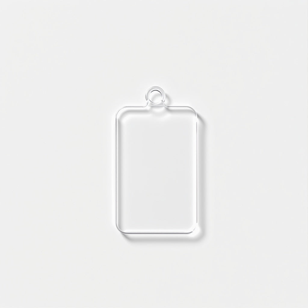 Hero shot of Acrylic Photo Keychain on white studio background, full product visible