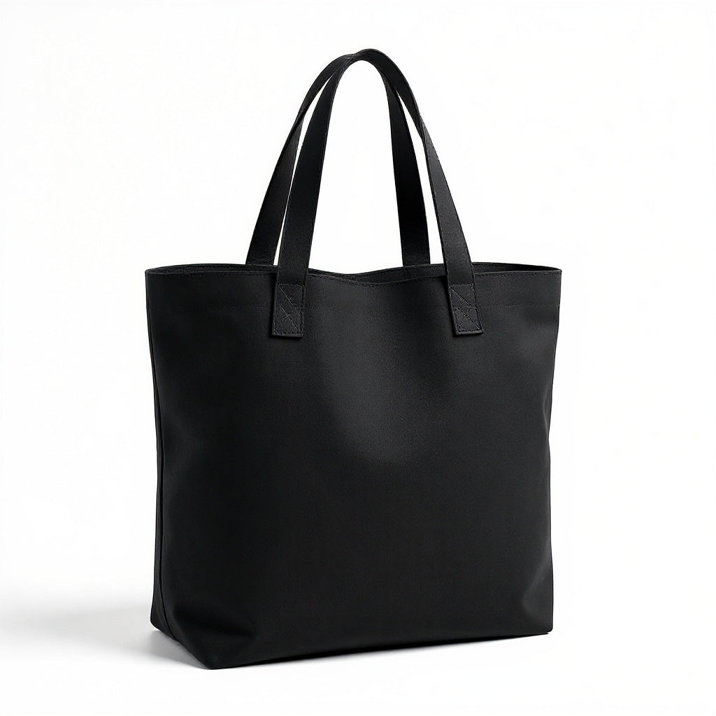 Canvas Tote Bag – 16x14 Inches, Personalized, Black from alternative angle showing side profile and construction details