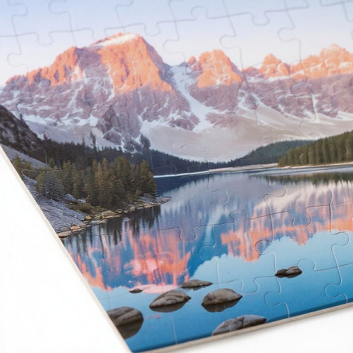 Close-up of high-resolution printing on Cardboard Custom Photo Puzzle, macro texture shot